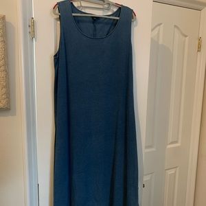 *PURE J JILL*  Sleeveless Indigo Shift Dress “L” 100% Cotton MIDI DRESS EUC